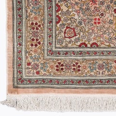 Antique Signed Hereke Silk Rug - Mid 20th Century