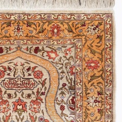 Antique Signed Hereke Silk Rug - Mid 20th Century