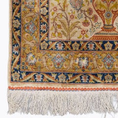 Antique Signed Hereke Silk Rug - Mid 20th Century