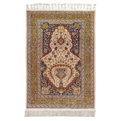 Antique Signed Hereke Silk Rug - Mid 20th Century