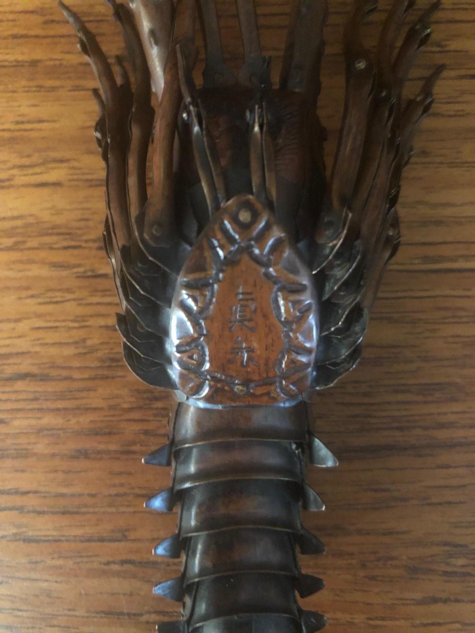 Antique Signed Japanese Articulated Lobster Sculpture in Copper Jizai Okimono 7