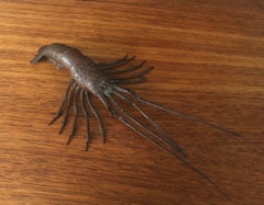 Antique Signed Japanese Articulated Lobster Sculpture in Copper Jizai Okimono