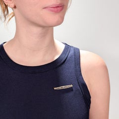 Antique Signed Krementz 14K Gold & Blue Topaz Filigree Bar Pin or Brooch