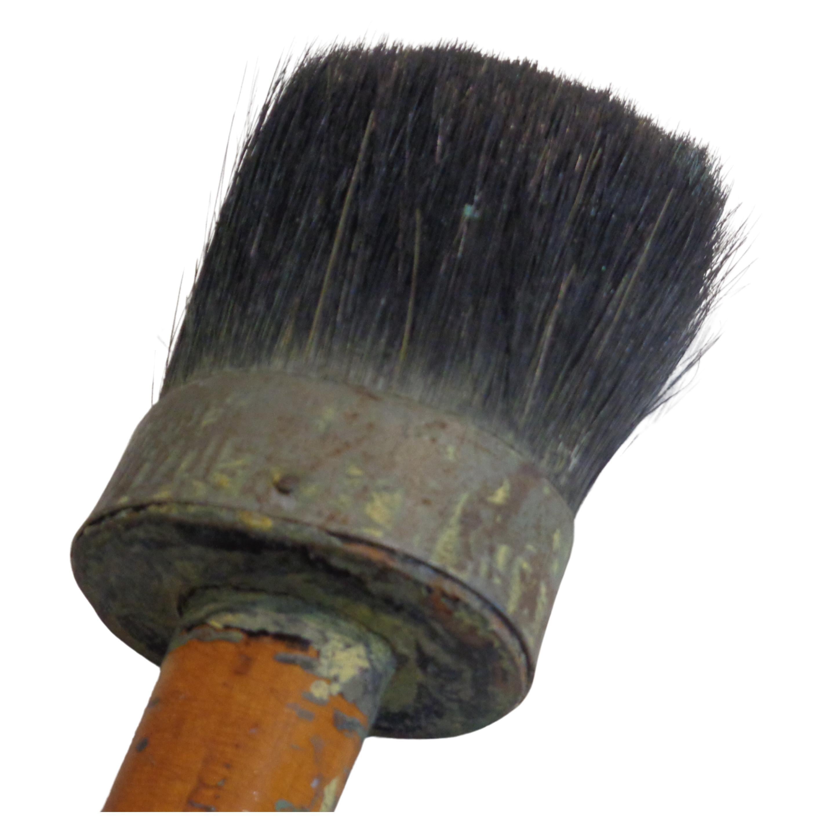 Hand-Crafted  Antique Signed Large Horse Hair Paint Brush For Sale