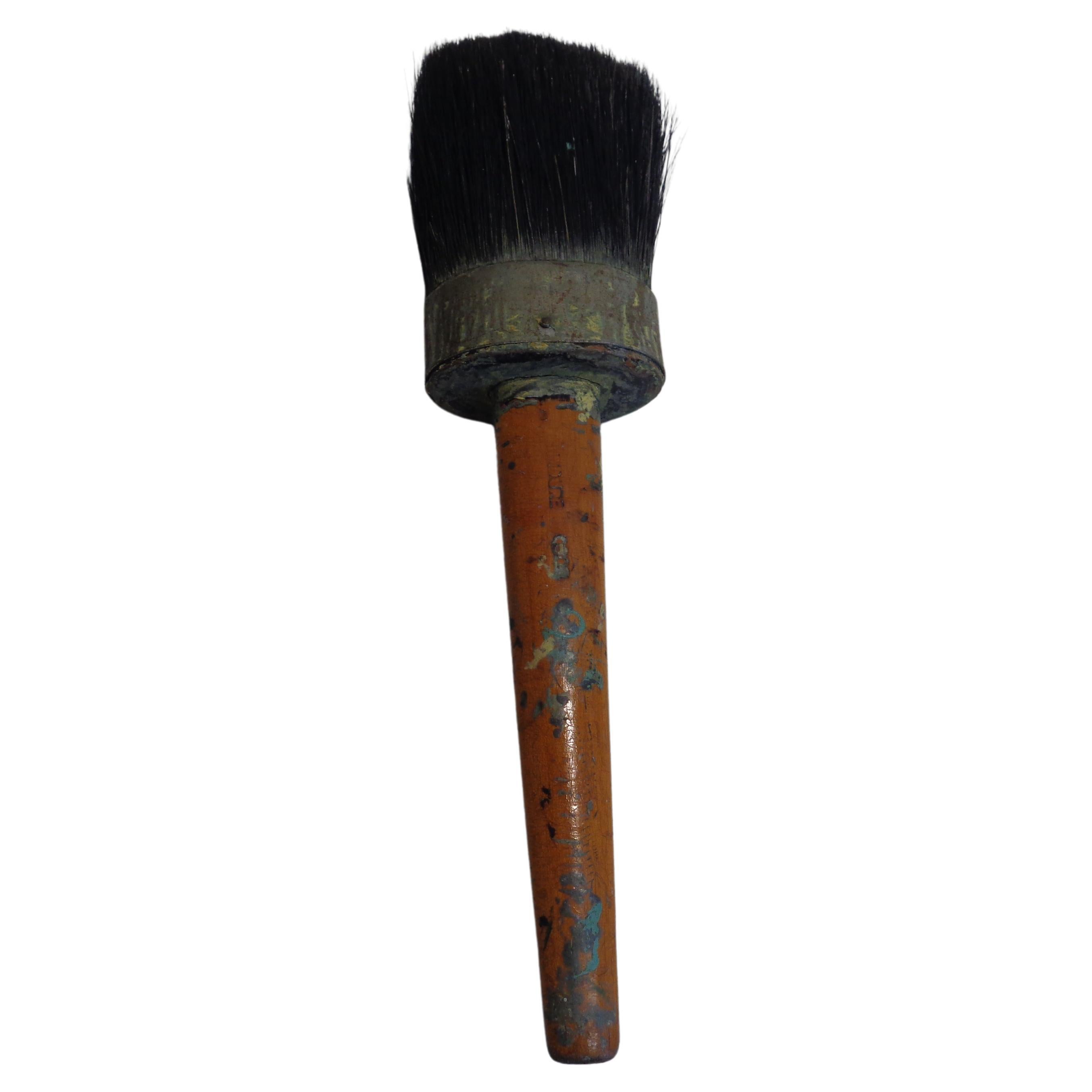  Antique Signed Large Horse Hair Paint Brush In Good Condition For Sale In Rochester, NY