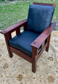 ANTIQUE  Signed "  LIFETIME "  Morris Chair - Stickley Era - W5786