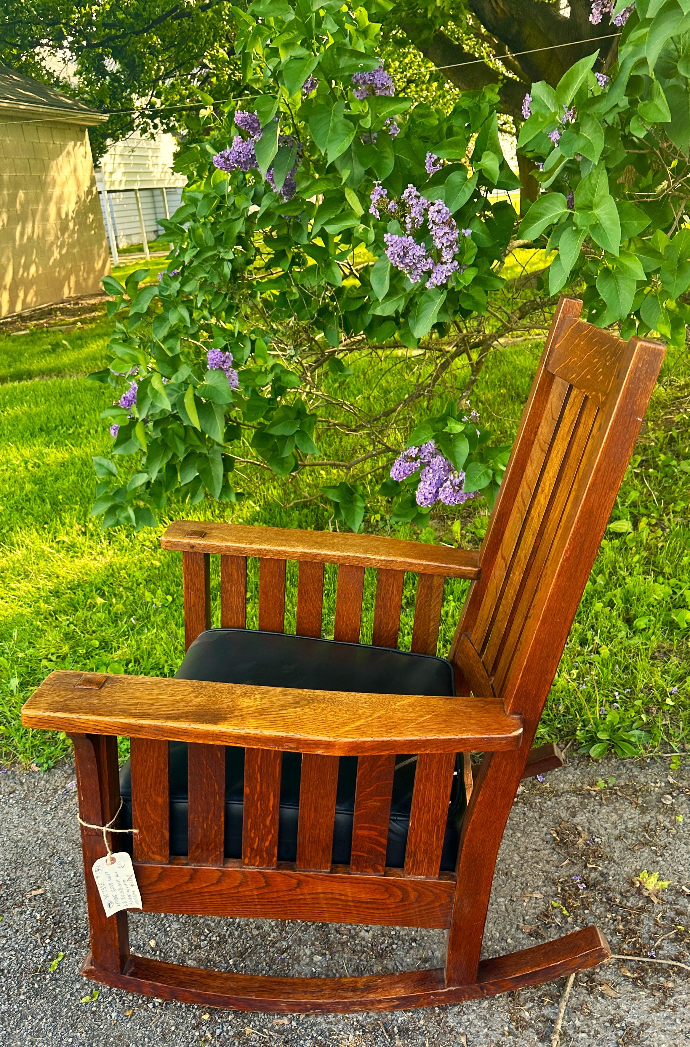 Antique Signed L&JG Stickley Arm Rocker with Slats to the Sides - W7935 ...