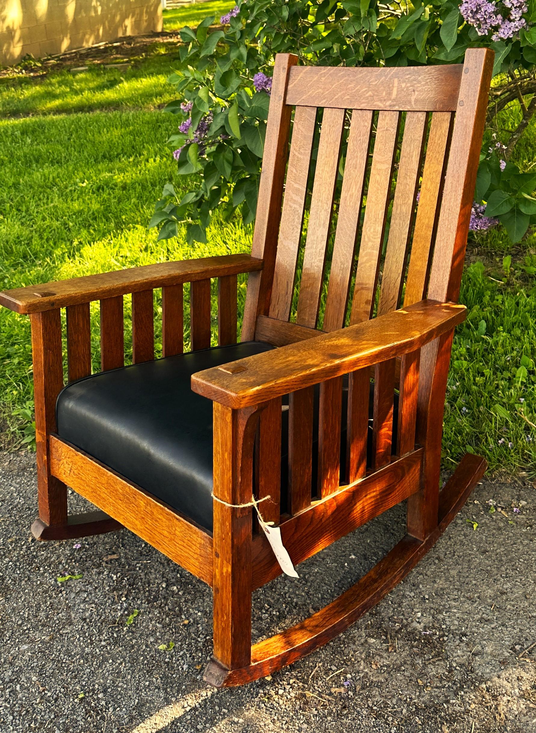 Antique Signed L&JG Stickley Arm Rocker with Slats to the Sides - W7935 ...