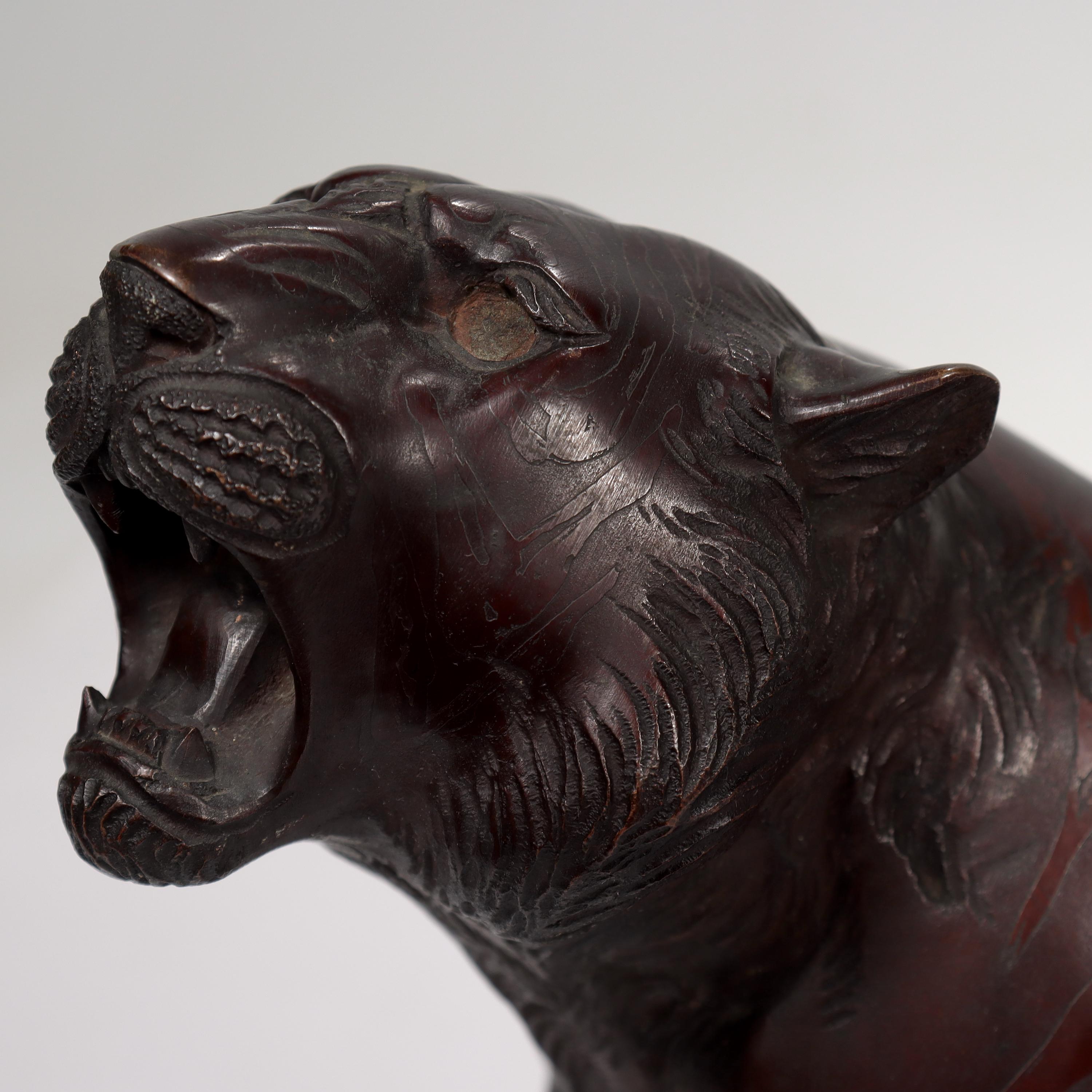 antique bronze tiger statue