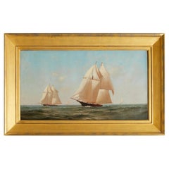 Antique Signed Oil on Canvas Warren W. Sheppard, Likely an America's Cup Race 