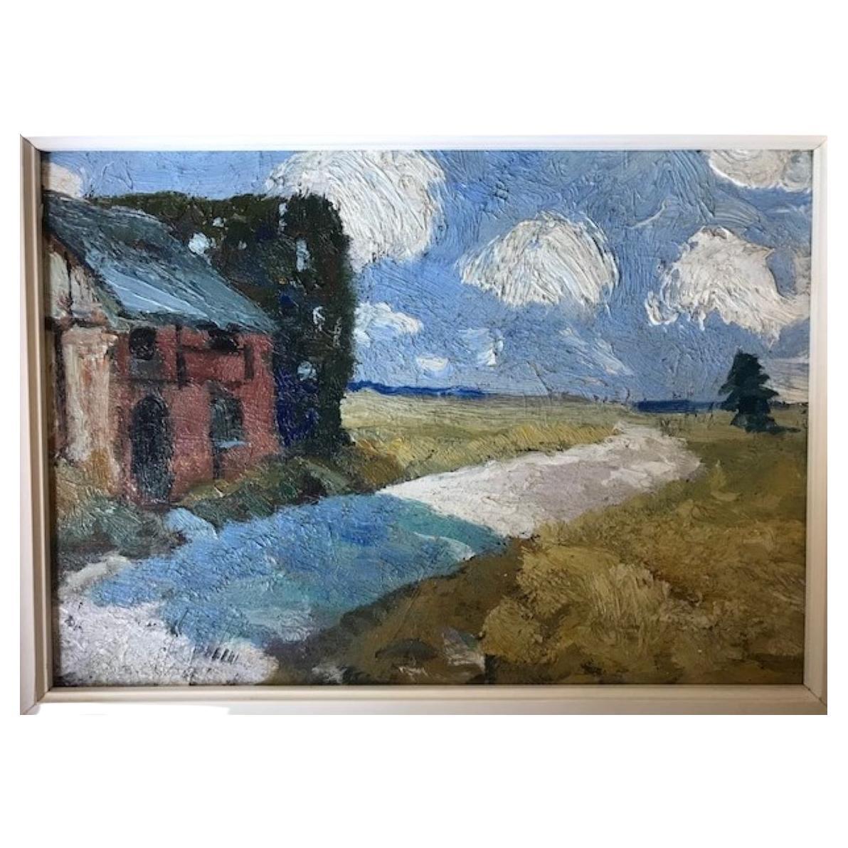 Landscape abstract oil painting, professionally framed and signed by the artist. 

Painting measures: 13.75 x 9.75.