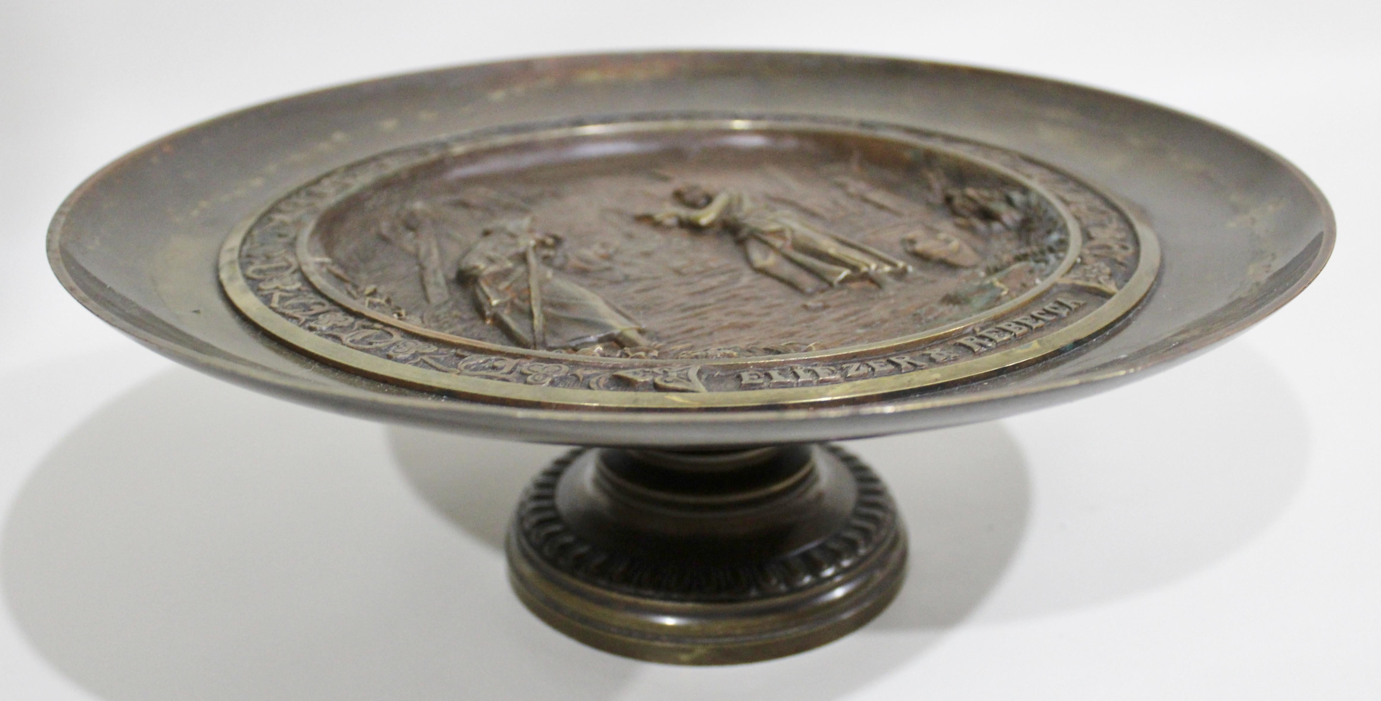 20th Century C. Perron Antique Cast Bronze Tazza with Judaic Motif   For Sale