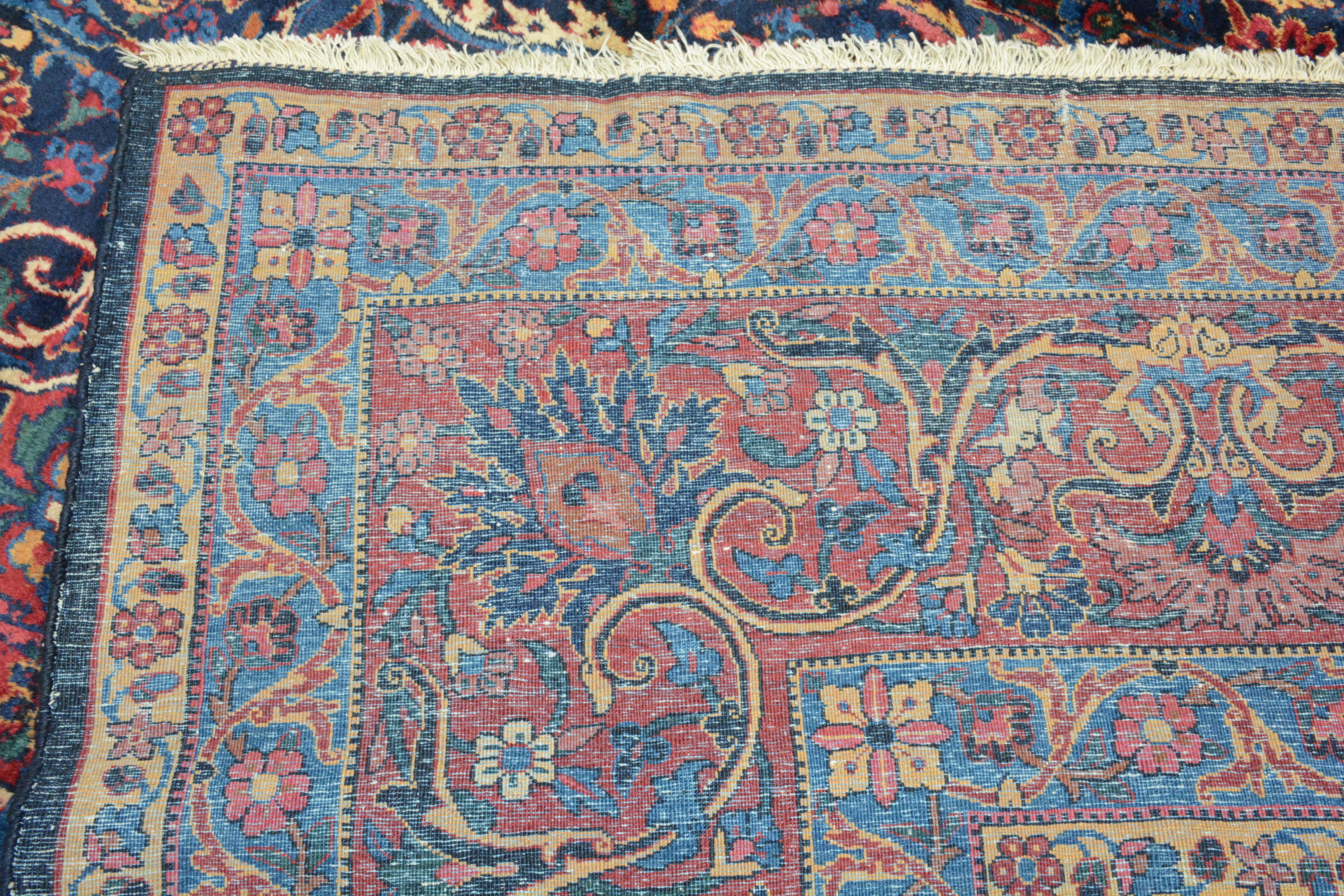 Antique Signed Persian Kerman Carpet For Sale 4