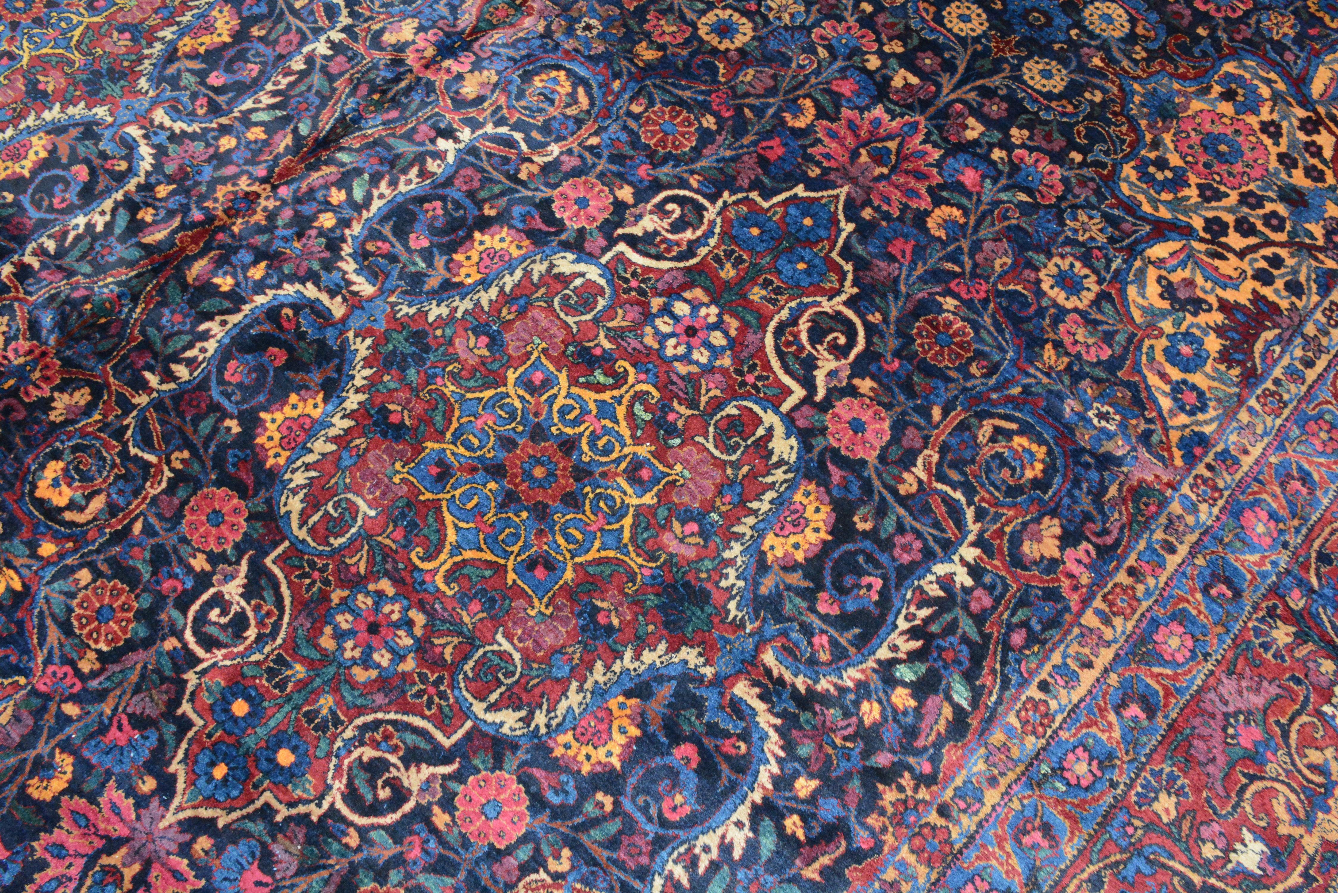 Antique Signed Persian Kerman Carpet For Sale 1