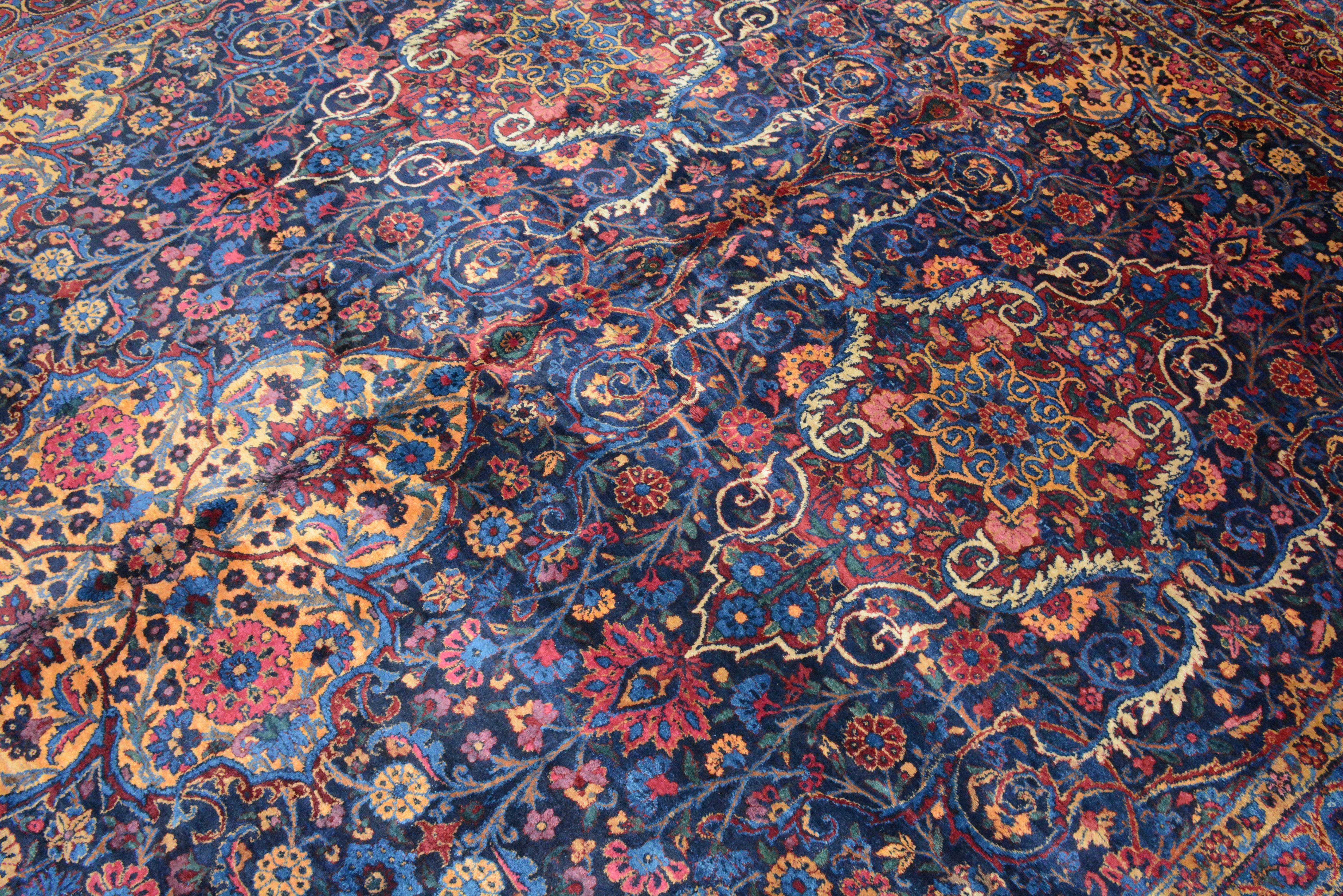 Antique Signed Persian Kerman Carpet For Sale 2
