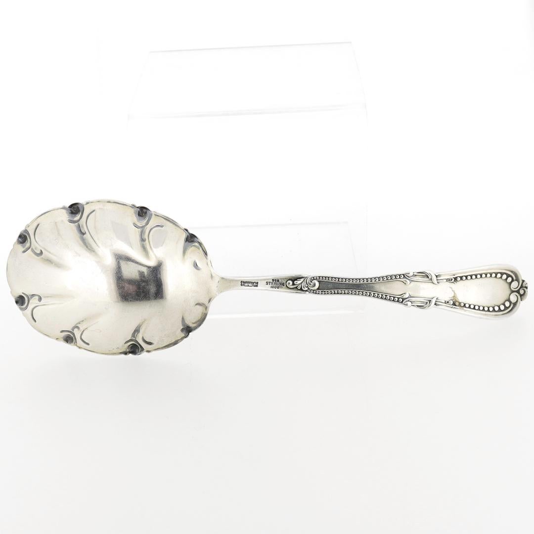 Antique Signed Red Gem-Set American Sterling Silver Serving Spoon  For Sale 6
