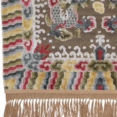 Antique Signed Silk & Metal Ningxia Rug