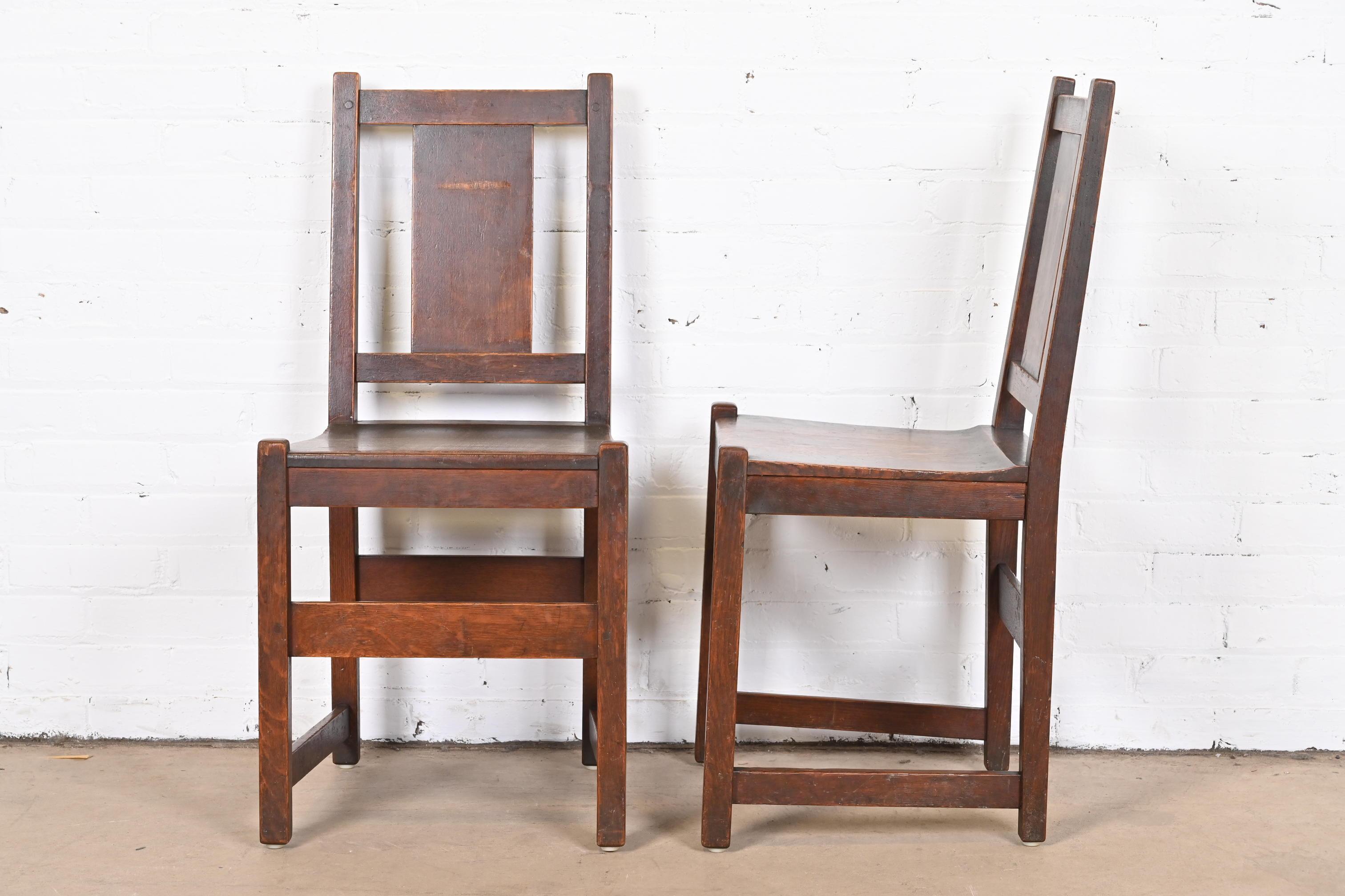 Antique Signed Stickley Mission Oak Arts & Crafts Dining Chairs, Circa 1900 2