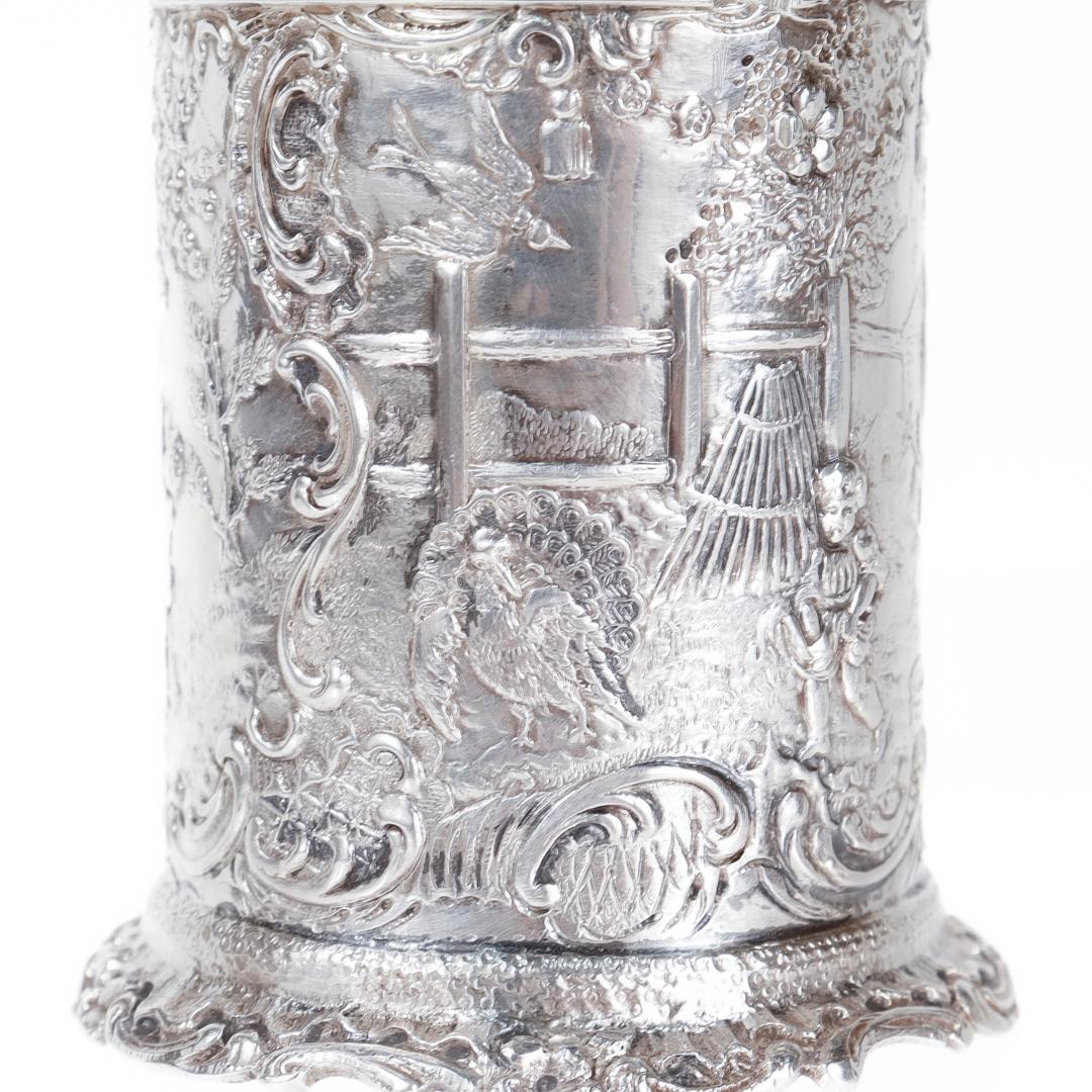 Antique Signed Storck & Sinsheimer Pseudo-Hanau Solid Silver Muffineer For Sale 6