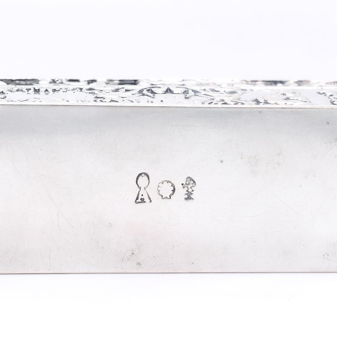 Antike signierte Storck & Sinsheimer Rokoko Stil 800 Silber Repoussé Kommode im Angebot 6