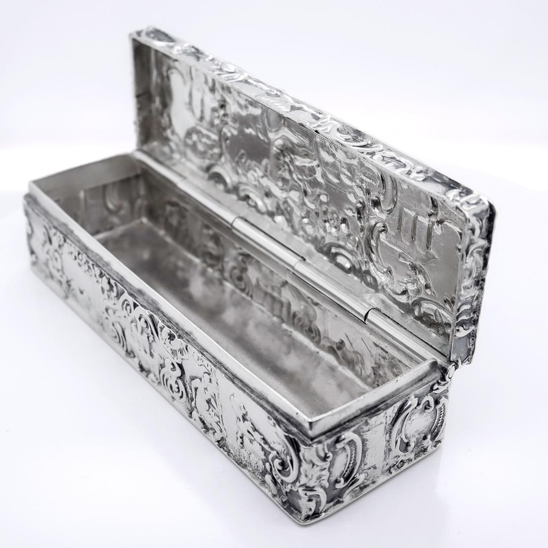 Antique Signed Storck & Sinsheimer Rococo Style 800 Silver Repoussé Dresser Box For Sale 7