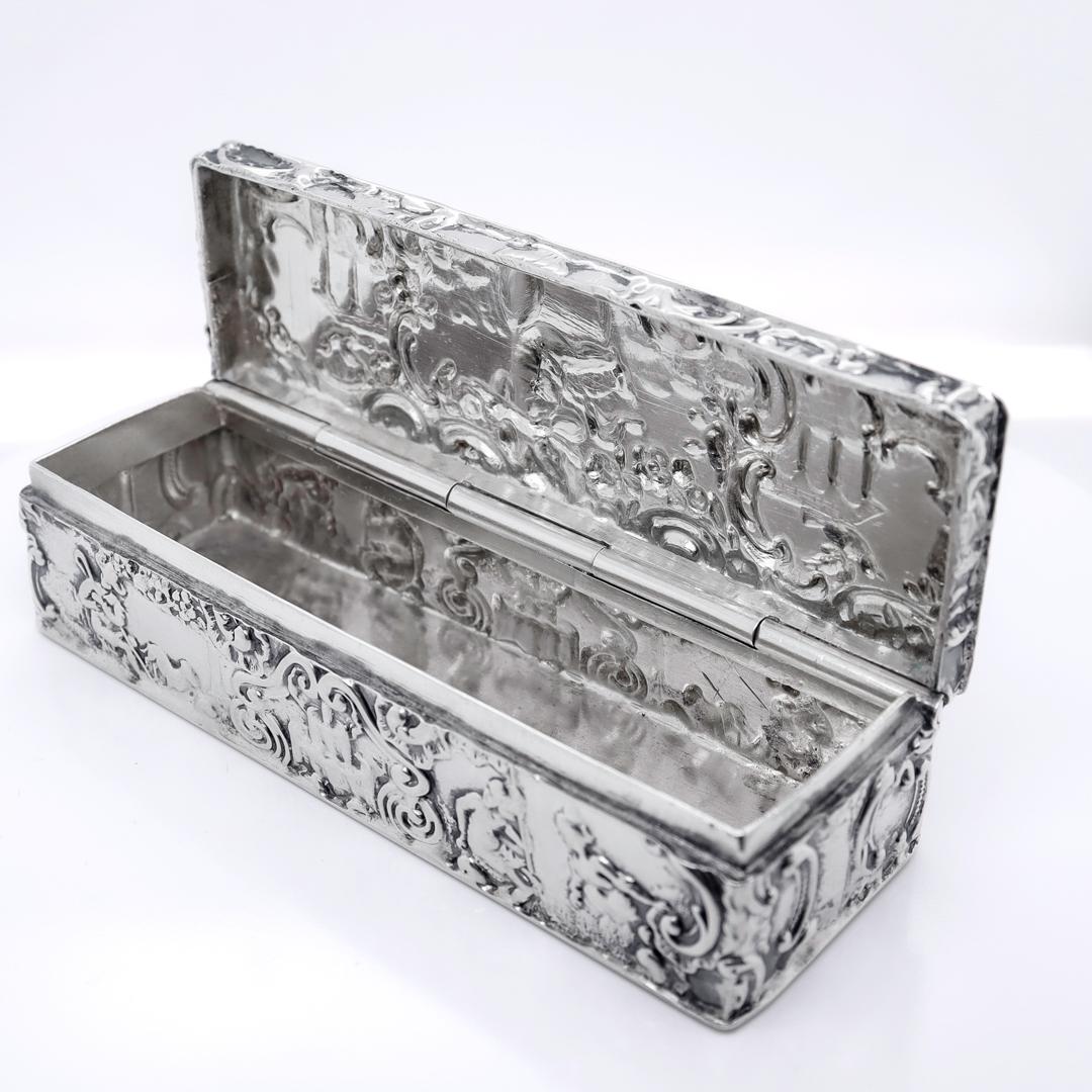 Antique Signed Storck & Sinsheimer Rococo Style 800 Silver Repoussé Dresser Box For Sale 8