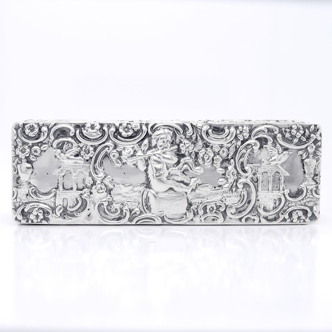 Antike signierte Storck & Sinsheimer Rokoko Stil 800 Silber Repoussé Kommode (Neorenaissance) im Angebot