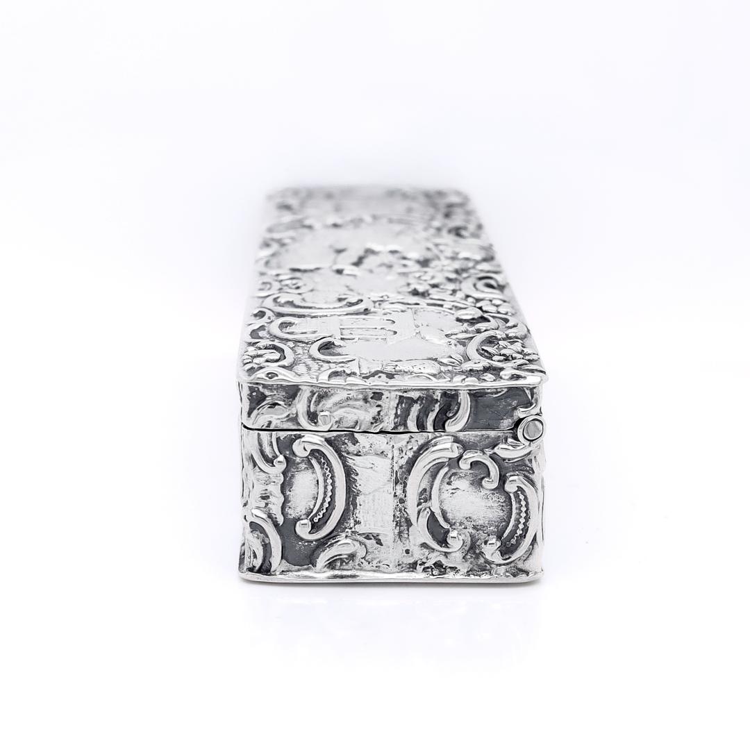 Antike signierte Storck & Sinsheimer Rokoko Stil 800 Silber Repoussé Kommode im Angebot 2