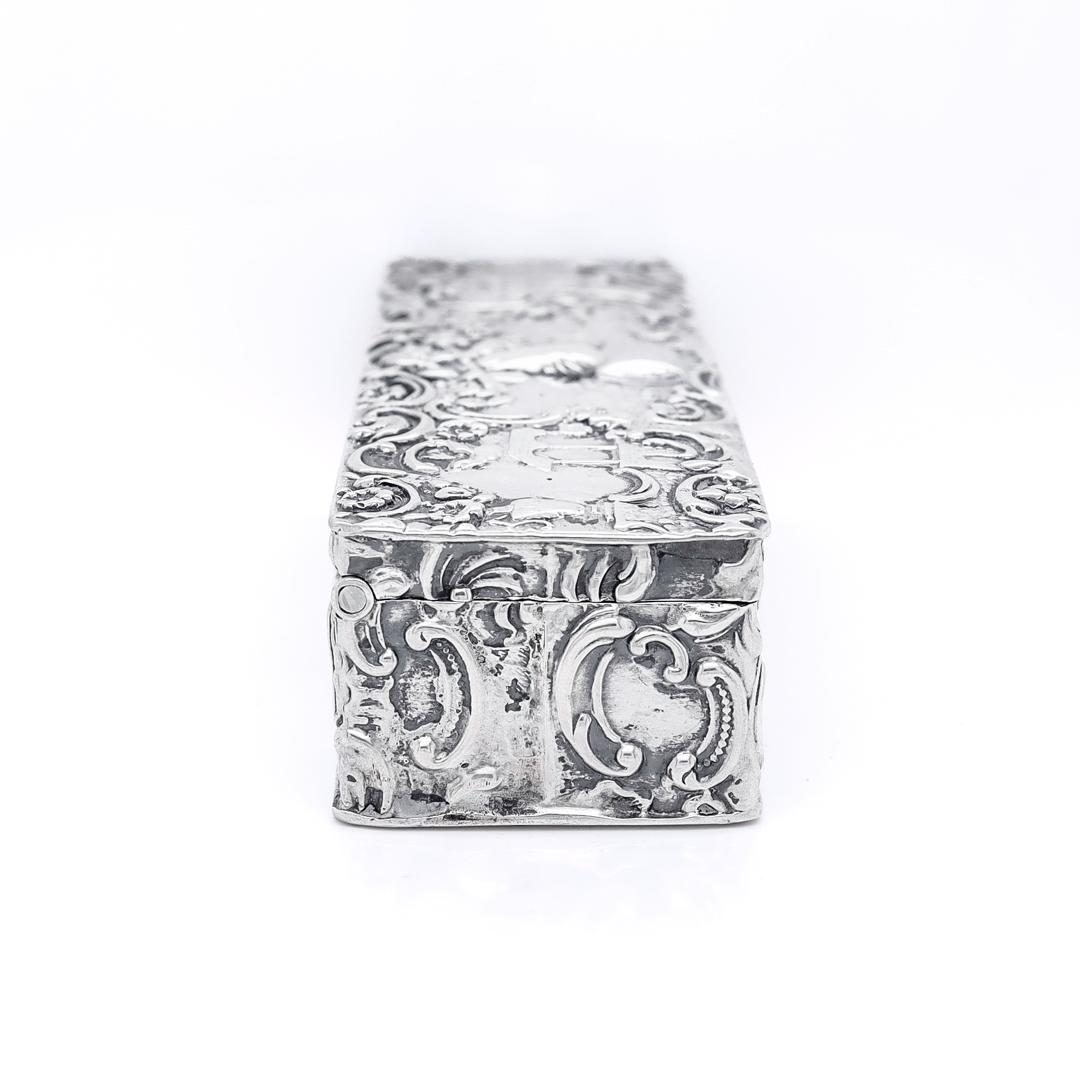 Antike signierte Storck & Sinsheimer Rokoko Stil 800 Silber Repoussé Kommode im Angebot 4