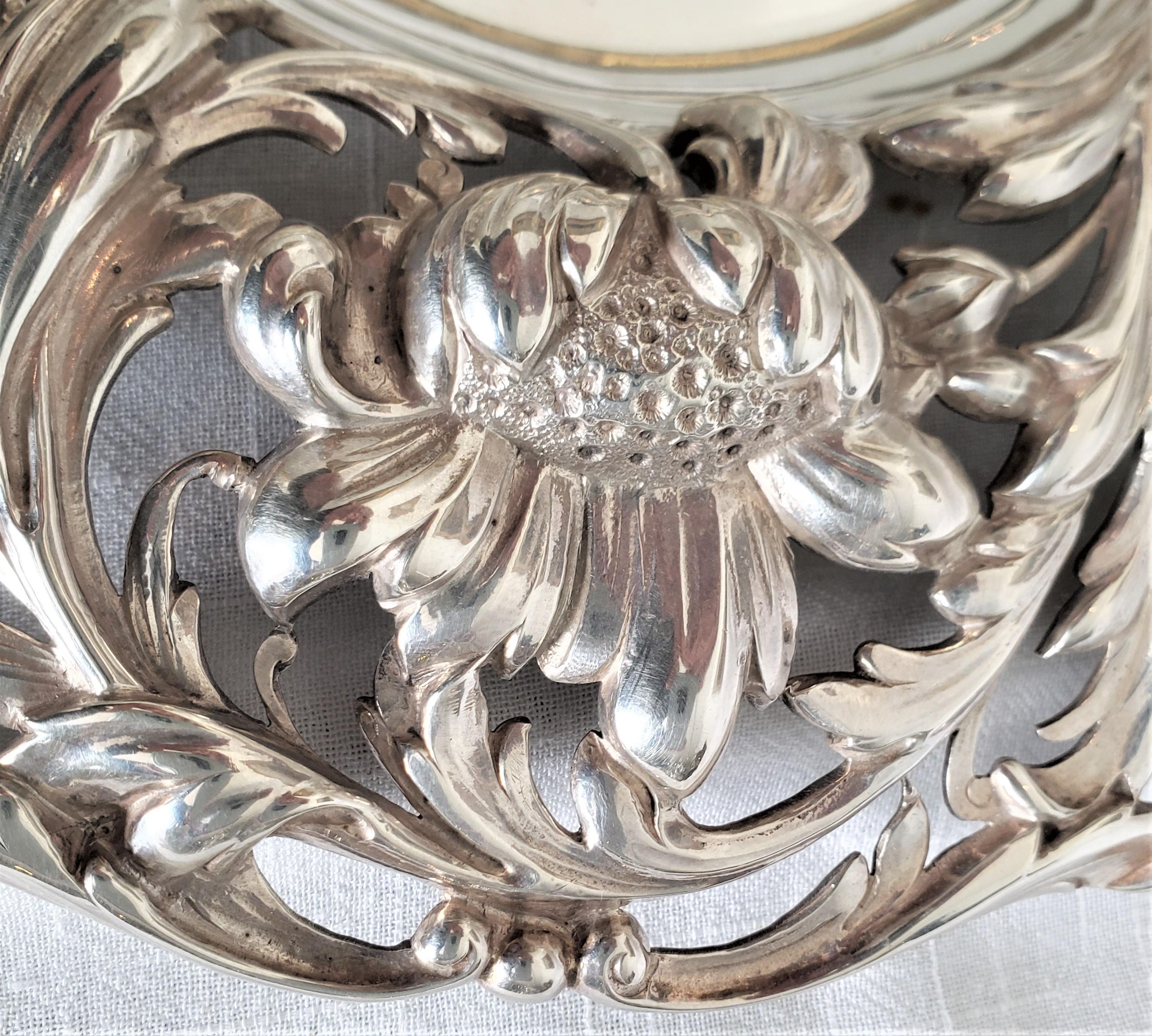 Antique Signed Tiffany & Co. Sterling Silver Serving Dish with Floral Decoration For Sale 1