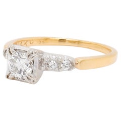 Antique Signed Traub Art Deco 14K Gold & Diamond Orange Blossom Engagement Ring