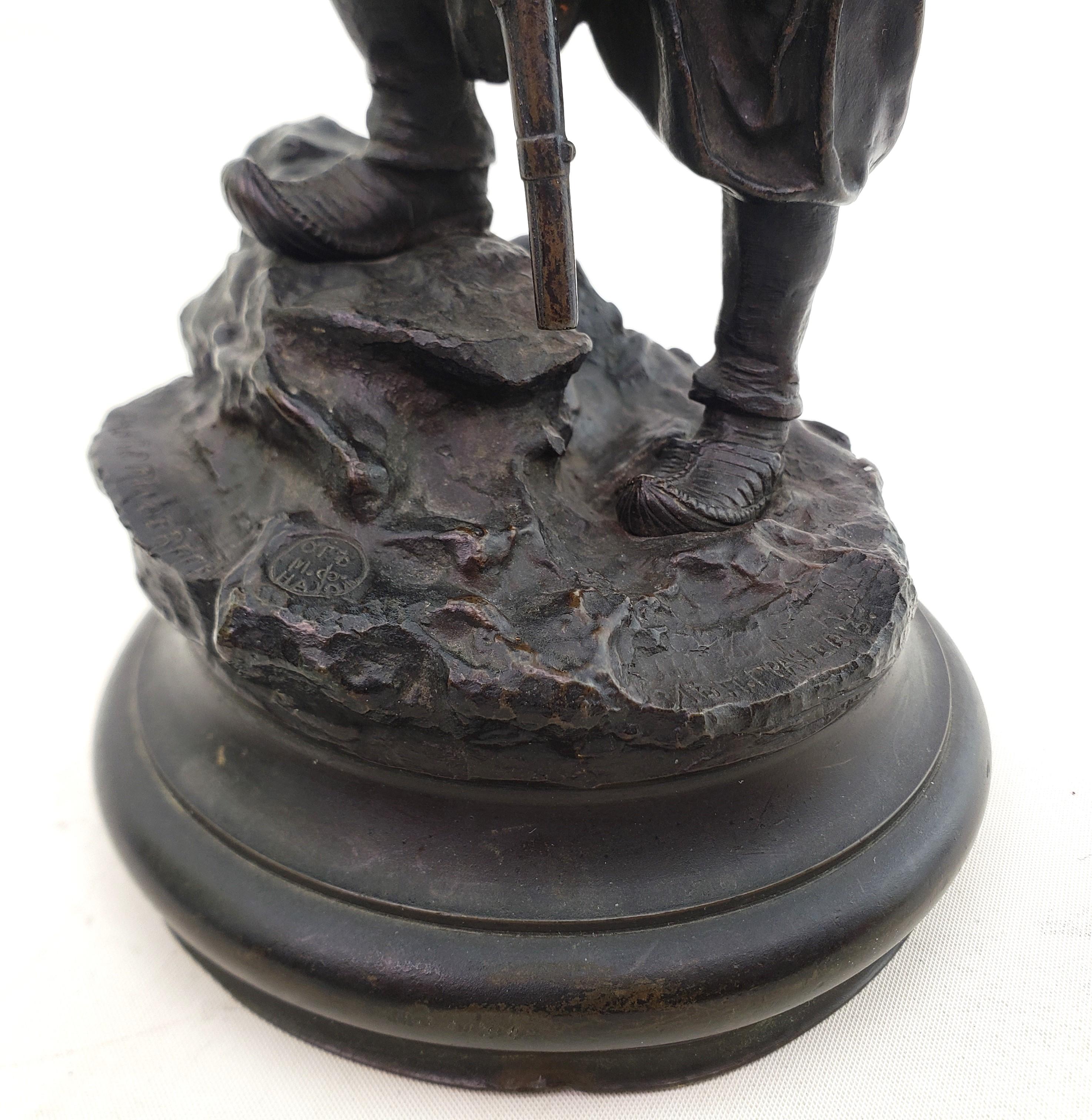 Antique Signed Vasili Grachev Russian Bronze Sculpture of a Bulgarian Centry For Sale 5