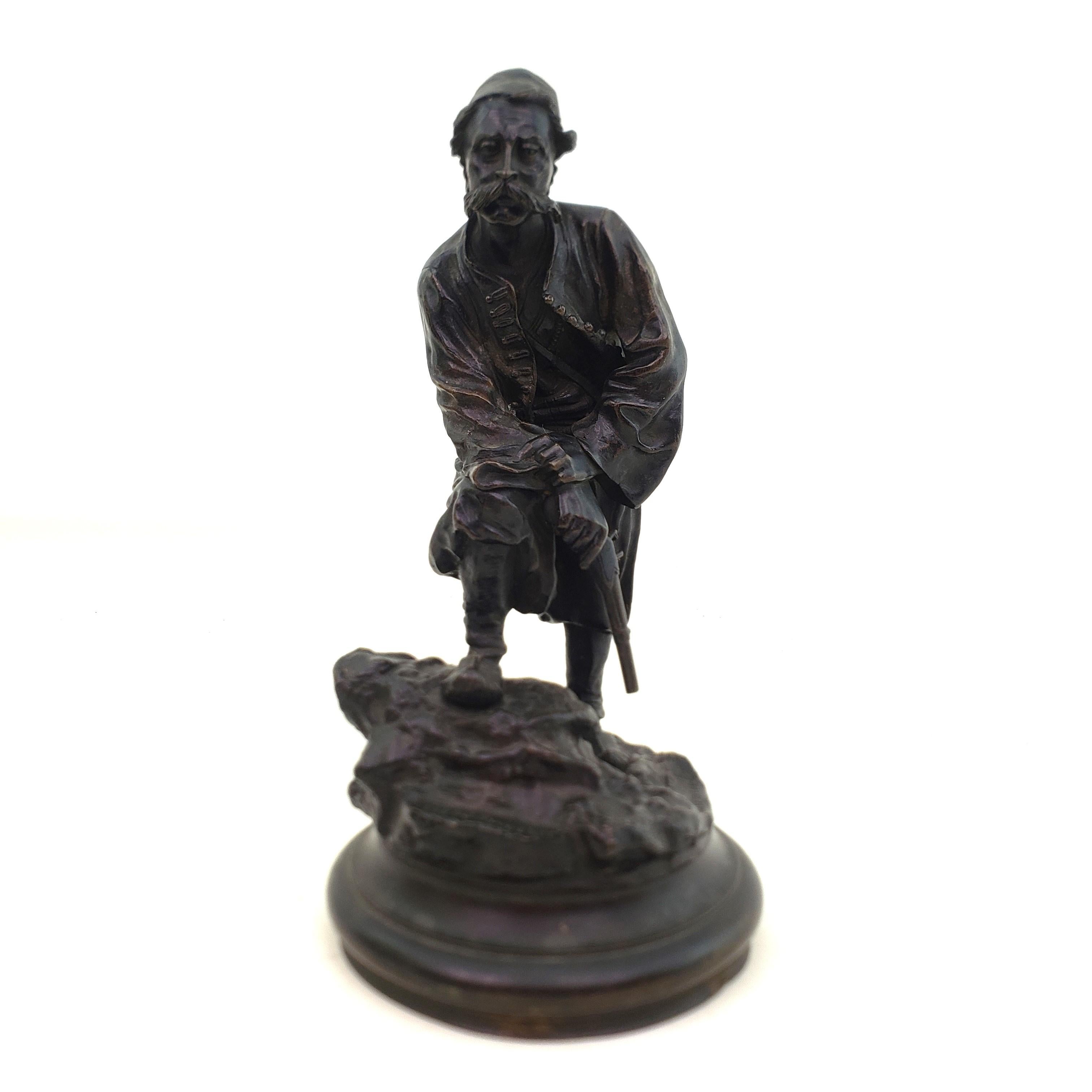Antique Signed Vasili Grachev Russian Bronze Sculpture of a Bulgarian Centry For Sale 2
