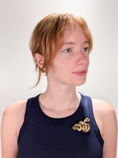 Antique Signed William Kerr Gilt Sterling Silver & Diamond Snake Brooch or Pin