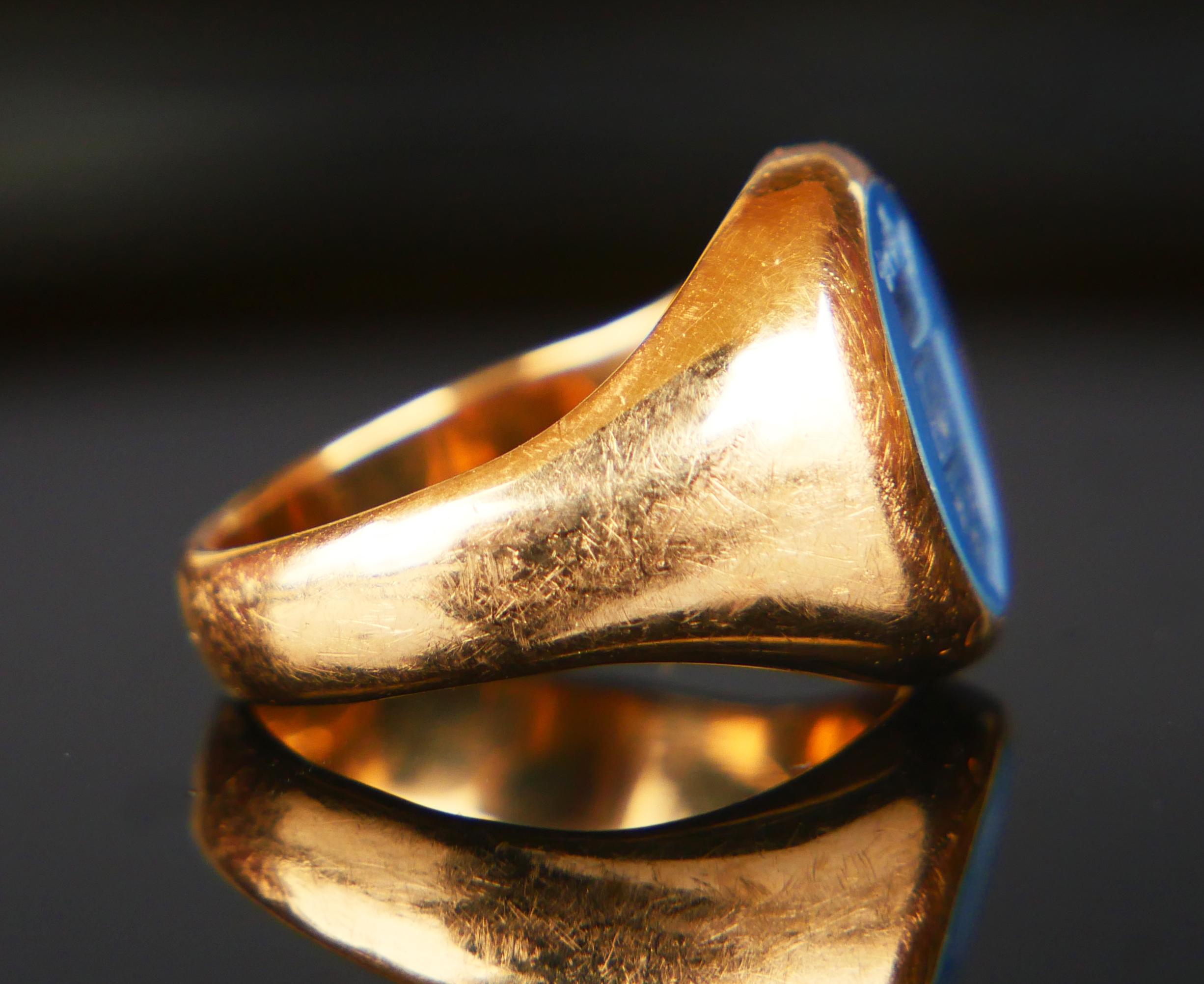 Oval Cut Antique Signet Intaglio Ring Sardonyx solid 18K Gold ØUS3.5 / 7.1gr For Sale