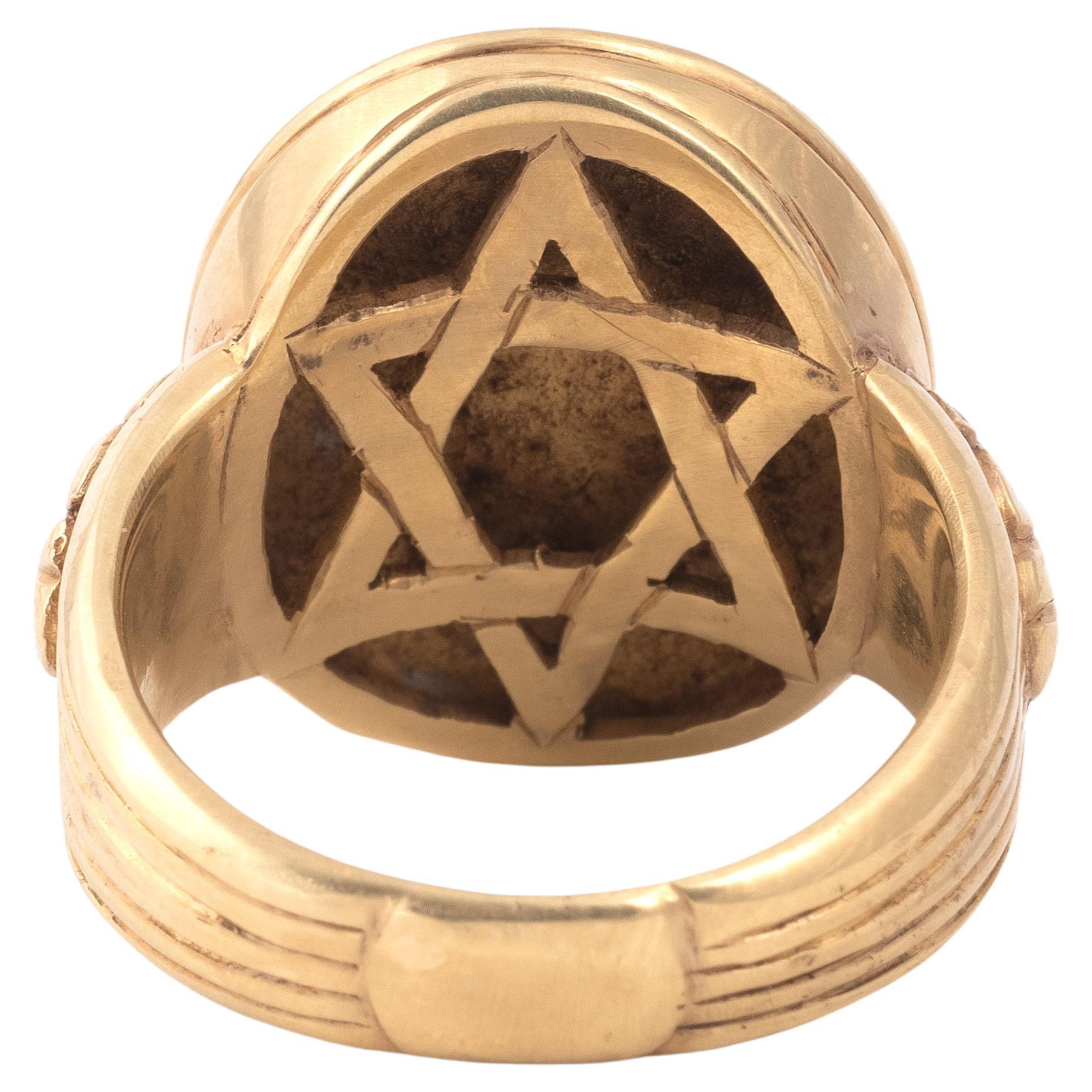 Antique Signet Jewish Ring circa 1850's In Excellent Condition In Firenze, IT
