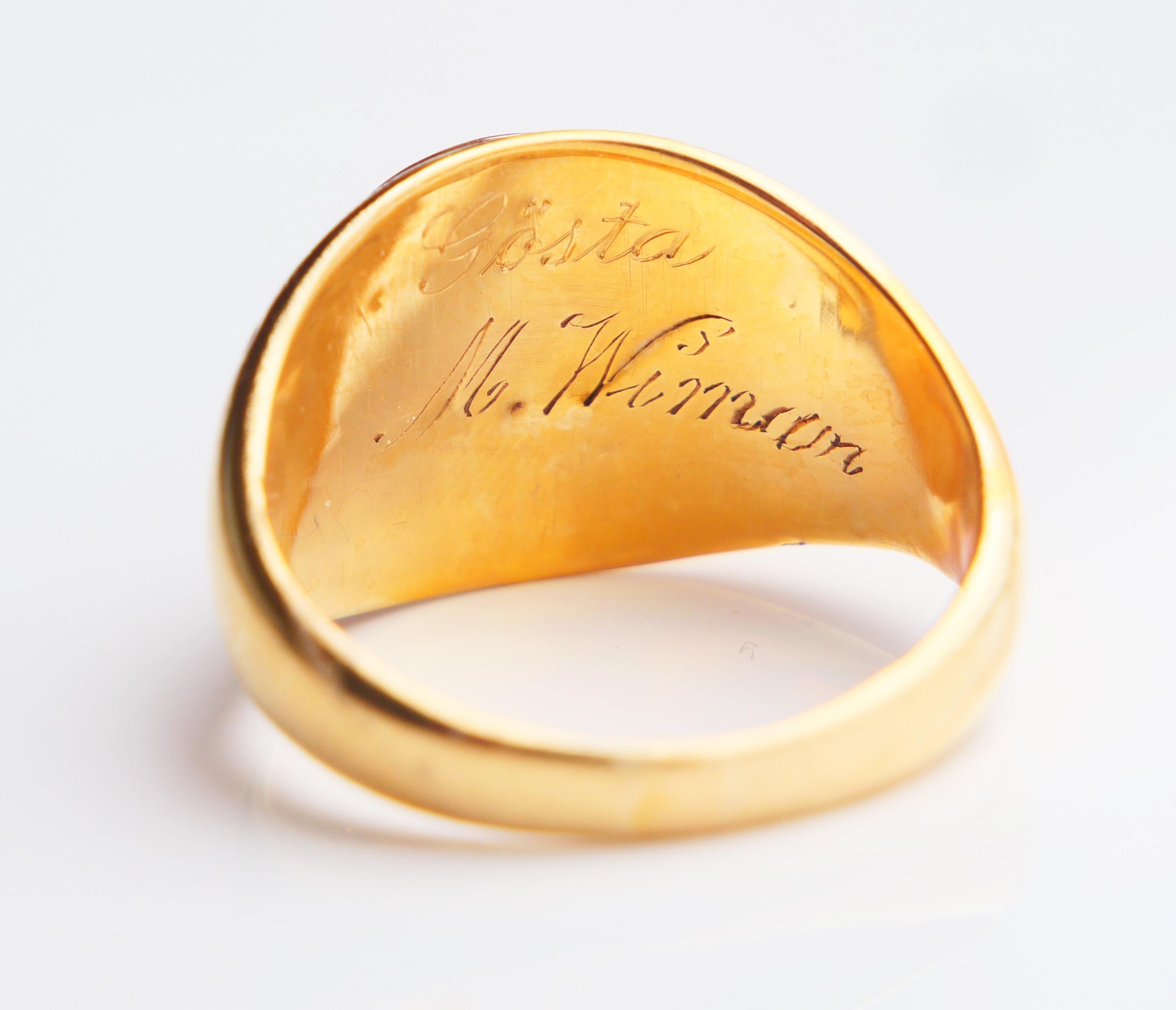 Antique Signet Men Ring 6ct. Blood Stone solid 18K Gold Ø 11.5US / 10.5 gr 5
