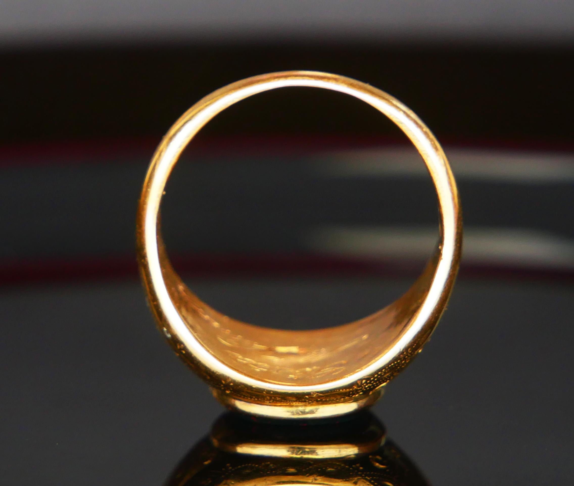 Antique Signet Men Ring 6ct. Blood Stone solid 18K Gold Ø 11.5US / 10.5 gr 1