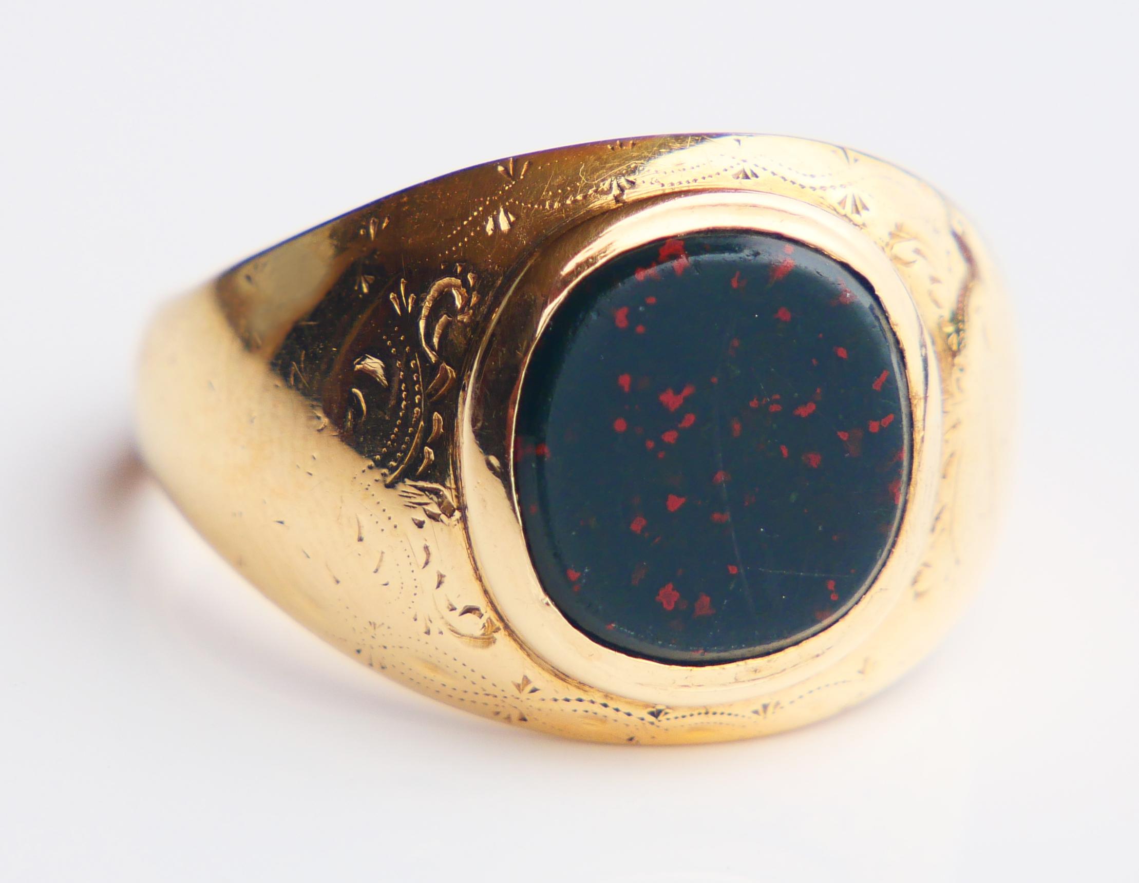 Antique Signet Men Ring 6ct. Blood Stone solid 18K Gold Ø 11.5US / 10.5 gr 3
