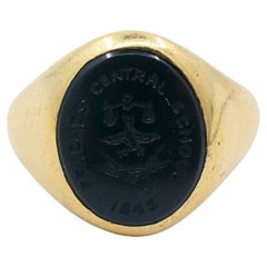 Antique Signet Ring Carved Carnelian 10k Gold