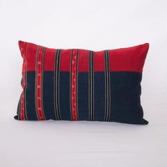 Antique Silk and Cotton Waziri Shawl Pillow Cover Afghanistan Early 20th Century