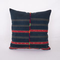 Antique Silk and Cotton Waziri Shawl Pillow Cover Afghanistan Early 20th Century