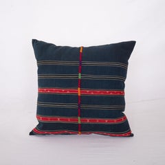 Antique Silk and Cotton Waziri Shawl Pillow Cover Afghanistan Early 20th Century