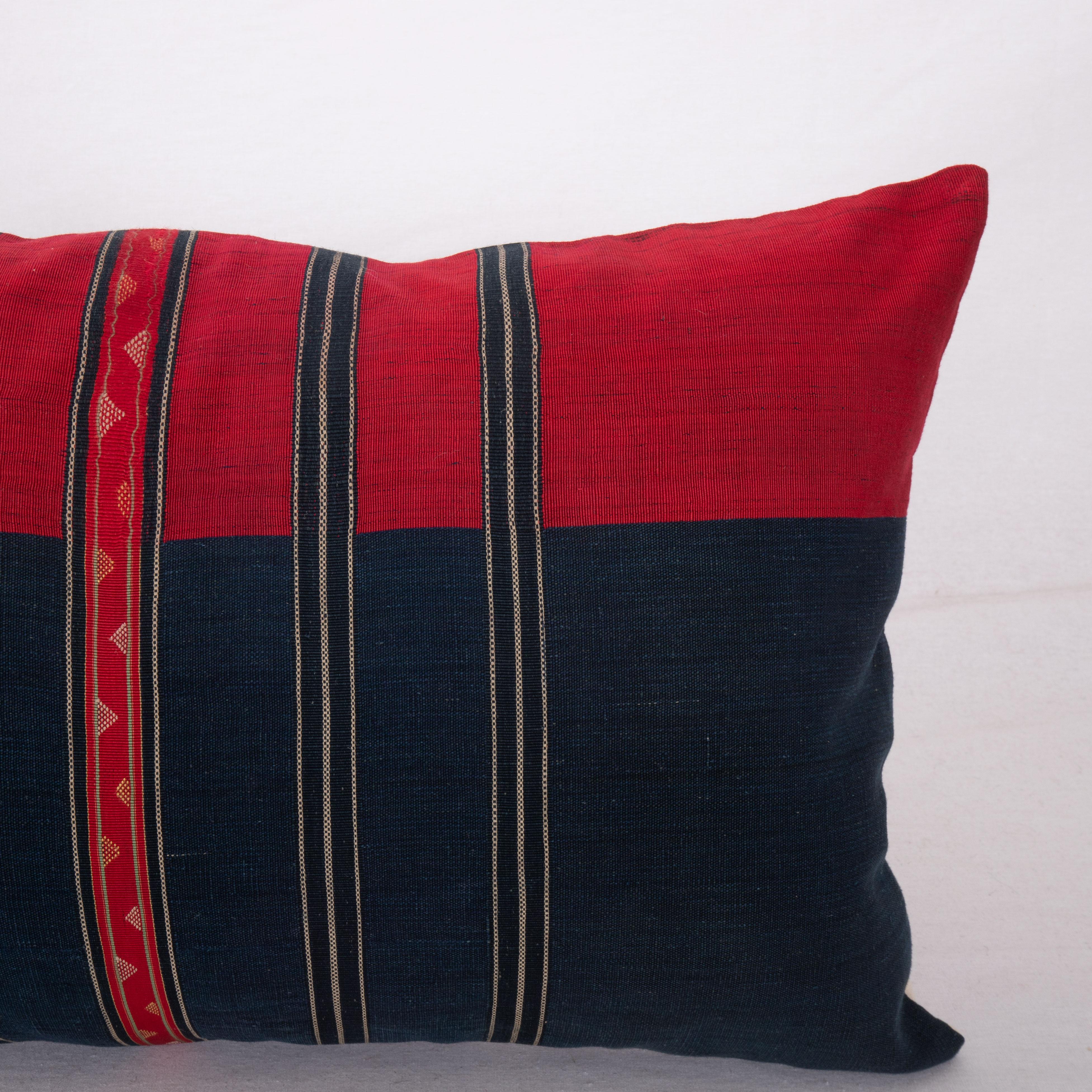 Hand-Woven Antique Silk and Cotton Waziri Shawl Pillow Cover Afghanistan Early 20th Century For Sale