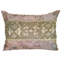 Used Silk and French Needle Lace Pillow by Eleganza Italiana