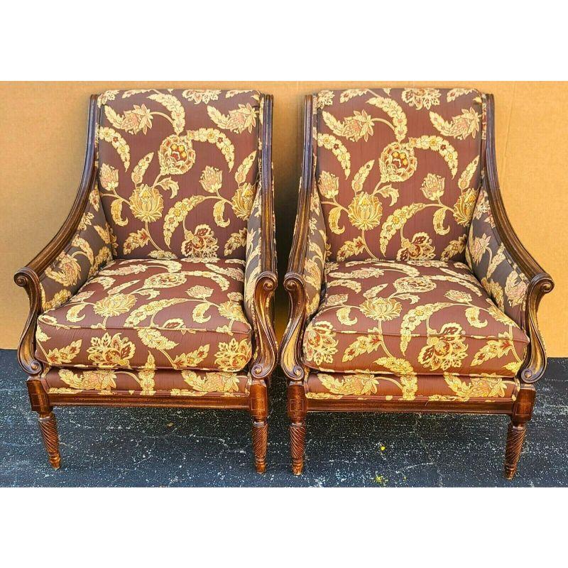 French Provincial Antique Silk Armchairs by Robert Allen For Sale
