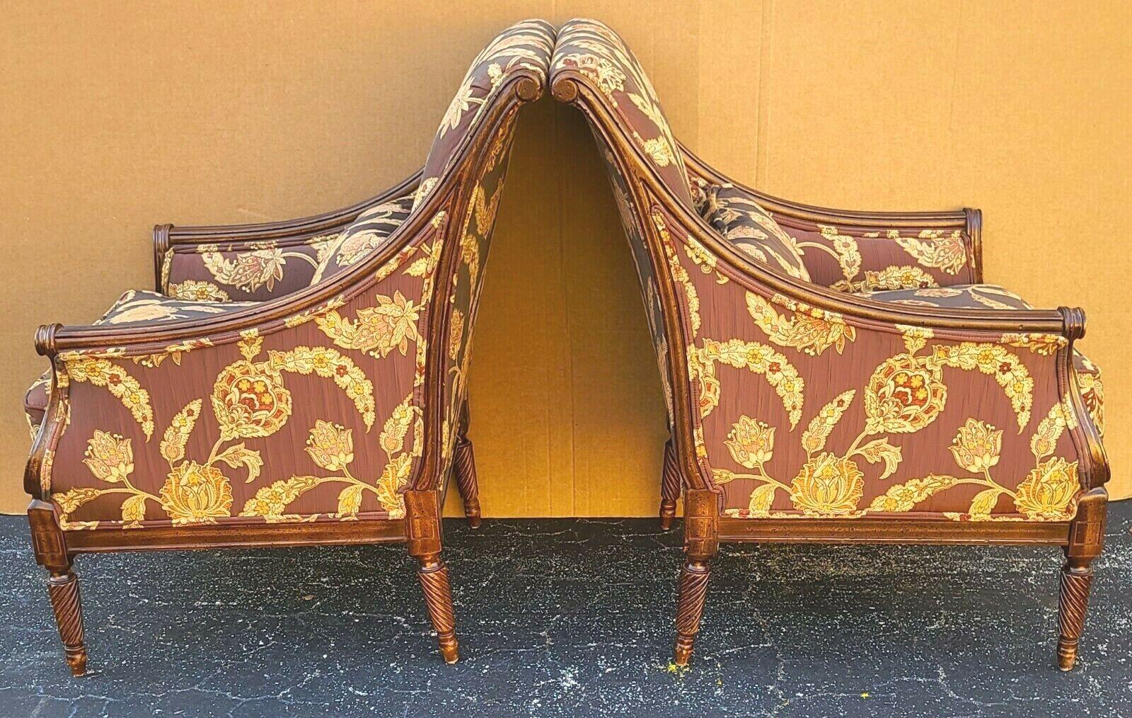 Antique Silk Armchairs by Robert Allen For Sale 1