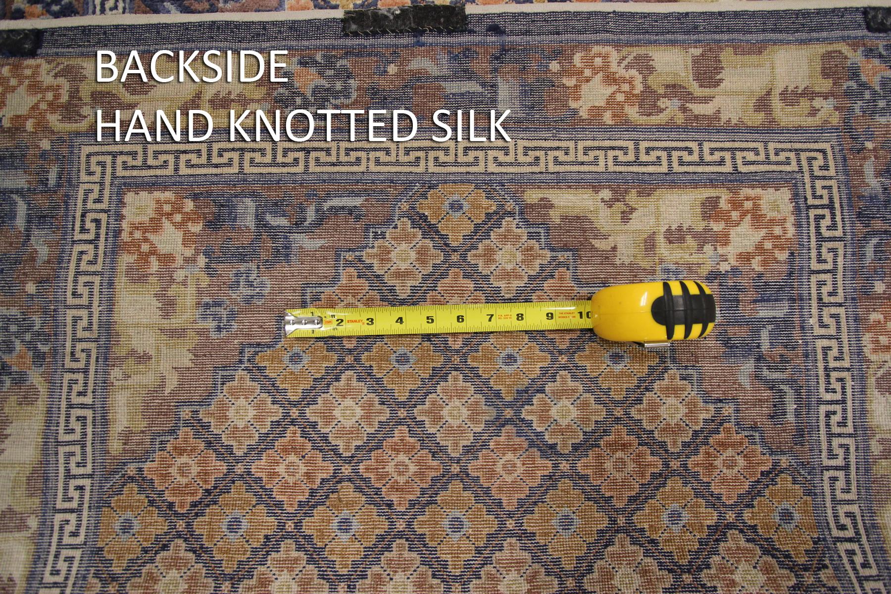 Antique Silk Art Deco Rug Silk Ningshia Rug Chinese Peking Silk Tapestry For Sale 5