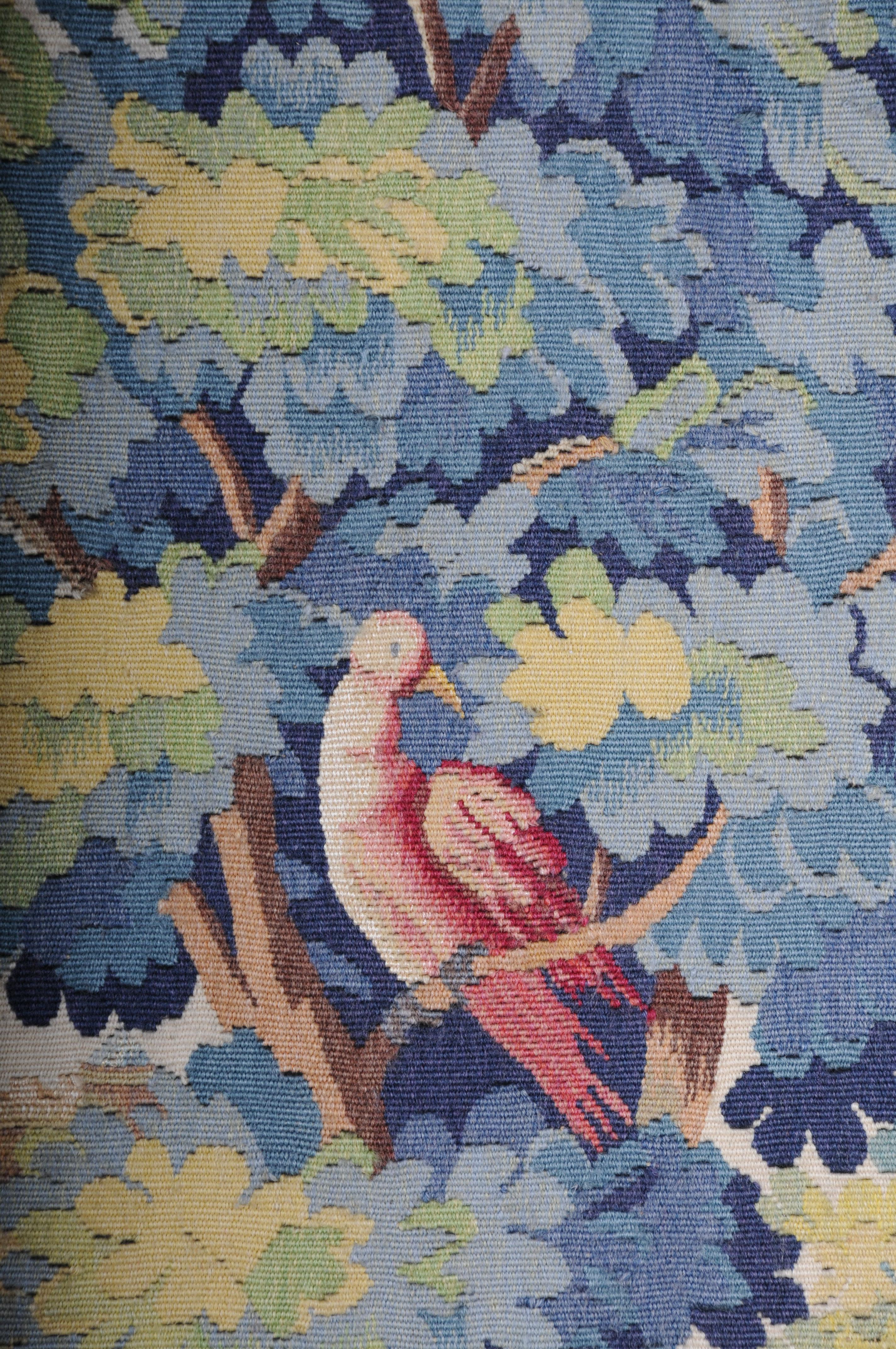 Antique Silk Aubosson wall carpet, France late 19 century. Verdure motif, signed For Sale 2
