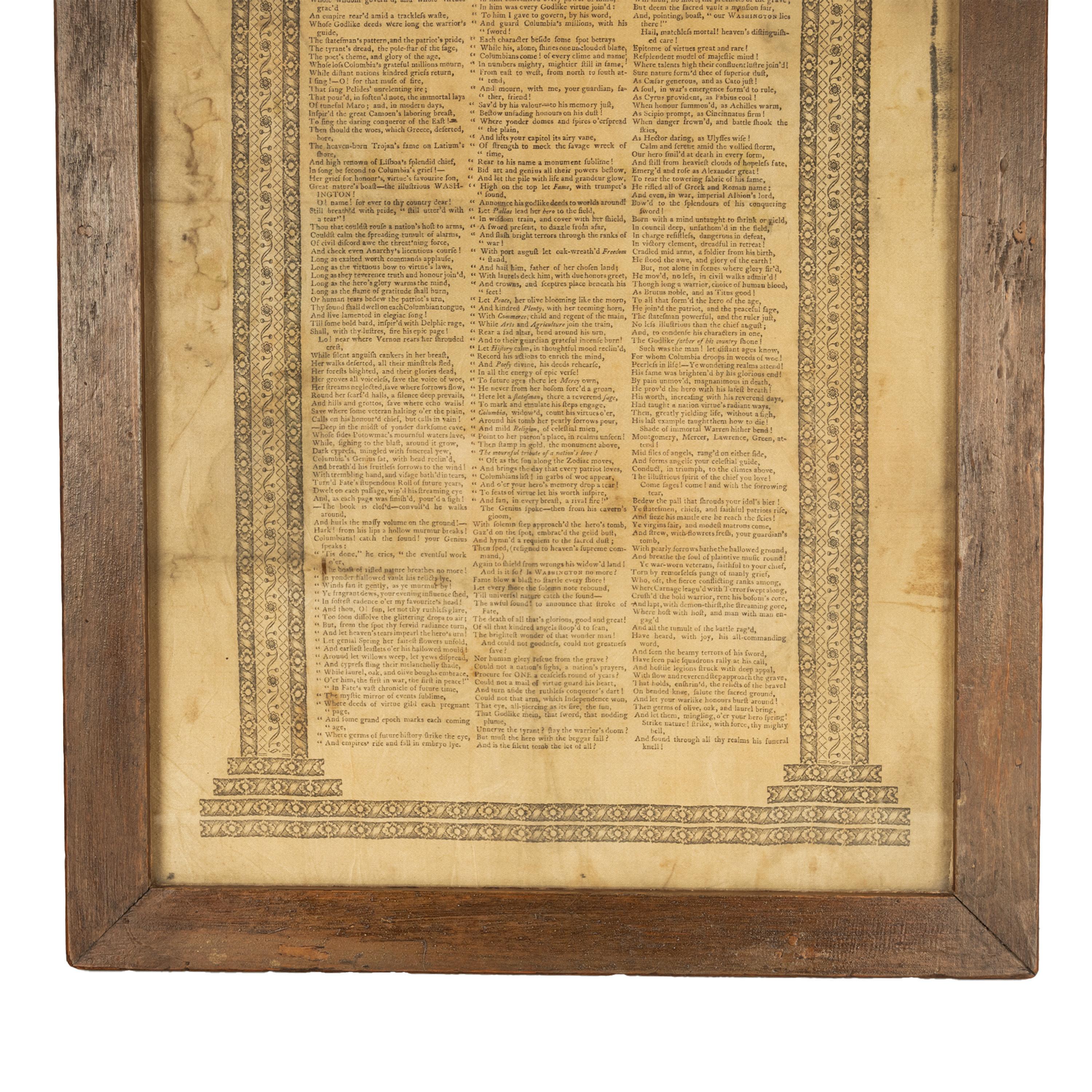 Antike Seidenbrosche mit elegischem Gedicht, Tod des Präsidenten George Washington 1800 (Federal) im Angebot